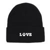 LOVE" Dog Paw Print Print Knit Hat Beanie, Animal Woman Cap Cuff Fit Trendy Gorro Knitted Cap Beanie