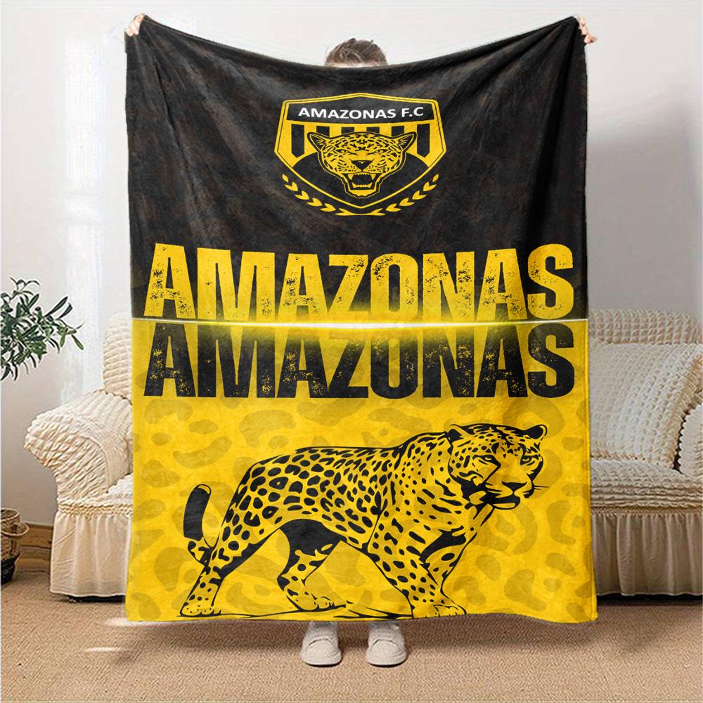 AMAZONAS FC Logo Print Flannel Blanket High Quality Warm Comfortable Cover for All Seasons Perfect for Gifts Home Decor