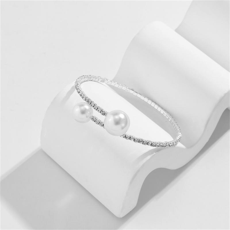 Простой браслет с искусственным жемчугом, женский пластиковый регулируемый браслет, ювелирные изделия