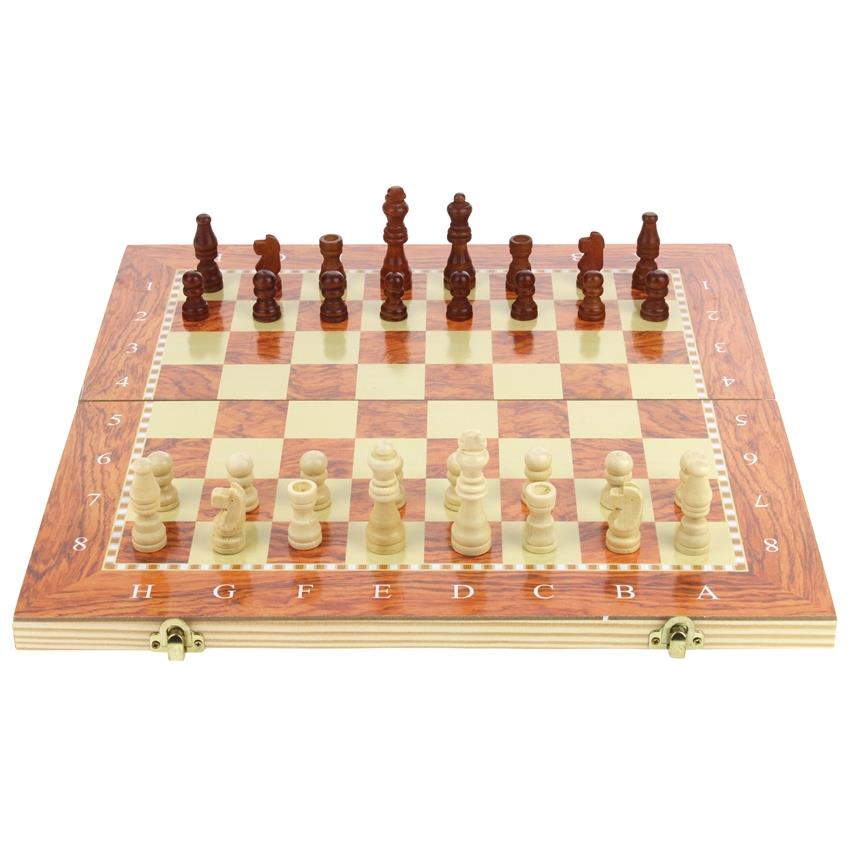 Wooden Chess Checkers Backgammon Board Game 3in1 Classic Board Set