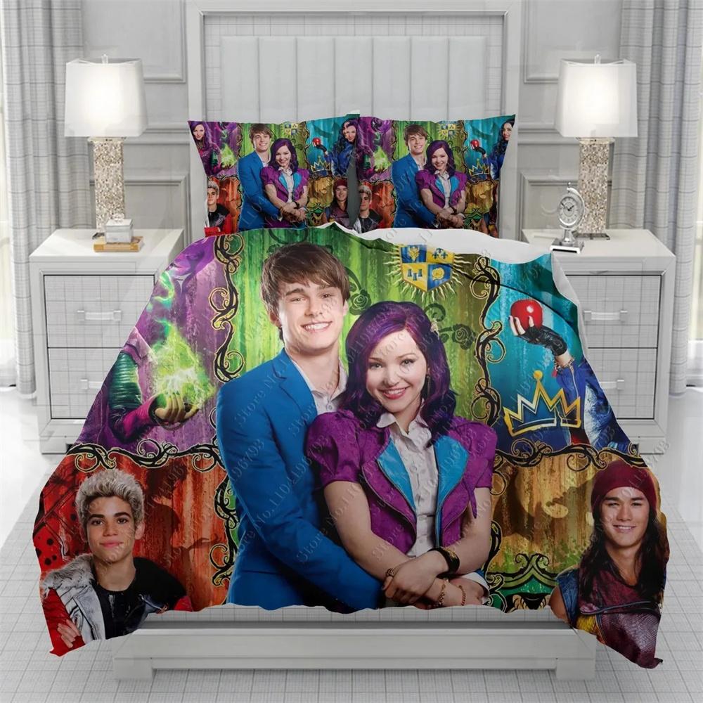 Descendants Comforter Cover 3D Printed Anime Quilt Cover Microfiber Duvet Cover 3 Pieces for Kids and Adults with Pillowcases