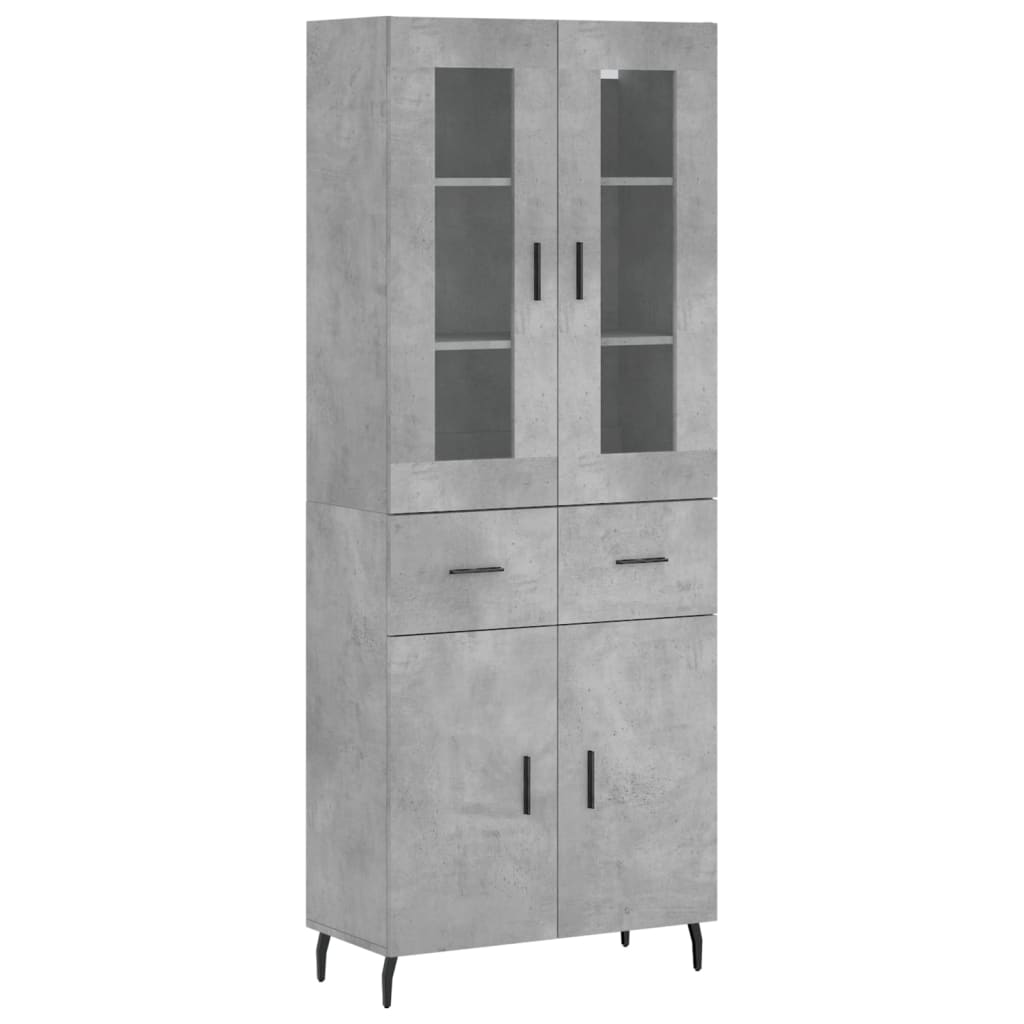 Vidaxl Witrynka, Szarość Betonu 69,5X34X180 Cm Materiał Drewnopochodny
