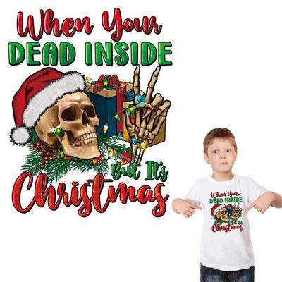 Рождественская нашивка с черепом для одежды, толстовки с капюшоном для художественного творчества, наклейки на одежду «сделай сам», термопресс, аппликация, нашивка в стиле панк, Ropa, рождественская нашивка