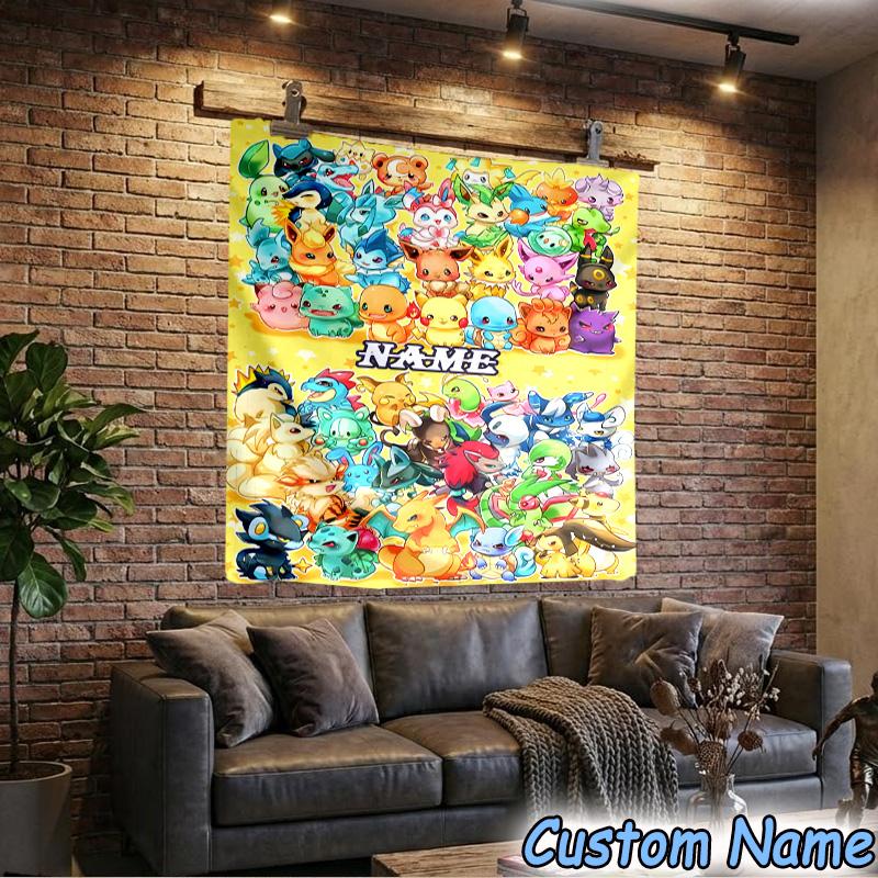 Custom Name Tapestry Pika Tapestry, Unique Design Tapestry, Suitable for Bedroom,Livingroom, Playroom,Heartwarming Fan Holiday Gifts