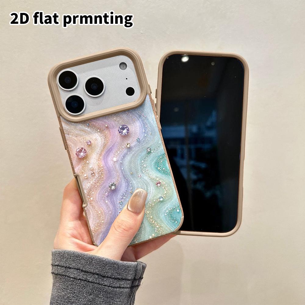 Phone Case: 2D flat lambskin suitable for iPhone 18 17 16 15 14 13 Pro protective case, gem background, Christmas and Halloween gifts