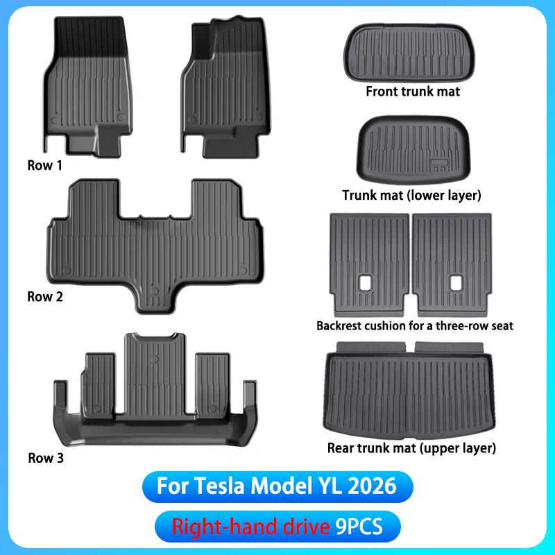 For Tesla New Model YL Launch 2026+ Car Floor Mats Cargo Liner Trunk Mats Backrest Kick Pads Protection Car Interior Accessories