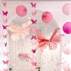 Romantic Glossy Large 1pc Pink Gauze Butterfly Decoration - Adjustable Wings, Perfect Floral Decoration, Butterfly Party Decorations