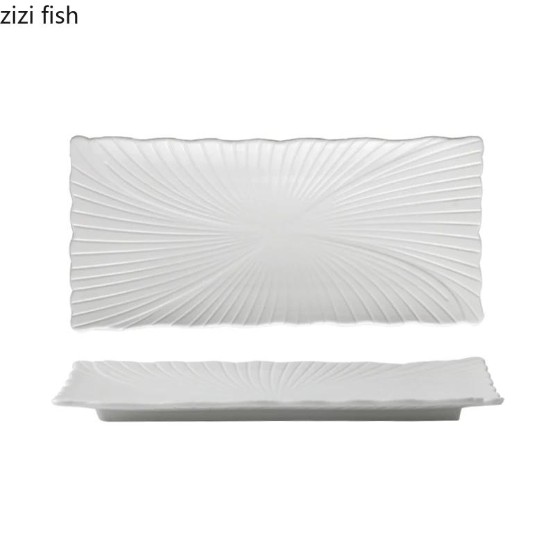 Чисто белая нестандартная керамическая длинная барная тарелка суши димсам блюдо молекулярная кухня демонстрационная тарелка ресторан креативная посуда
