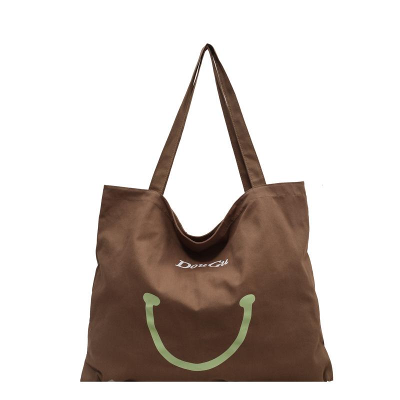 Сумка через плечо со смайлом, женская сумка, большая вместительная сумка для студенток