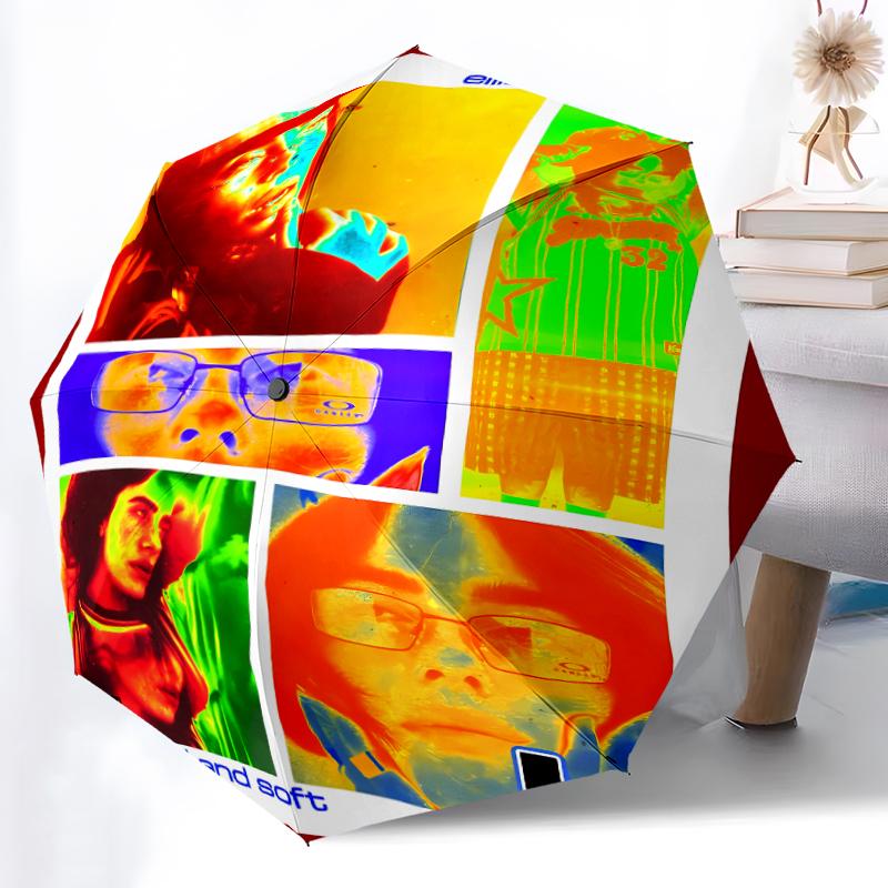 singer Billie Eilish3 Print Automatic Umbrella, 8 Rib Iron Frame, Plastic Handle, Suitable for Outdoor Travel &Daily , Ideal Gift
