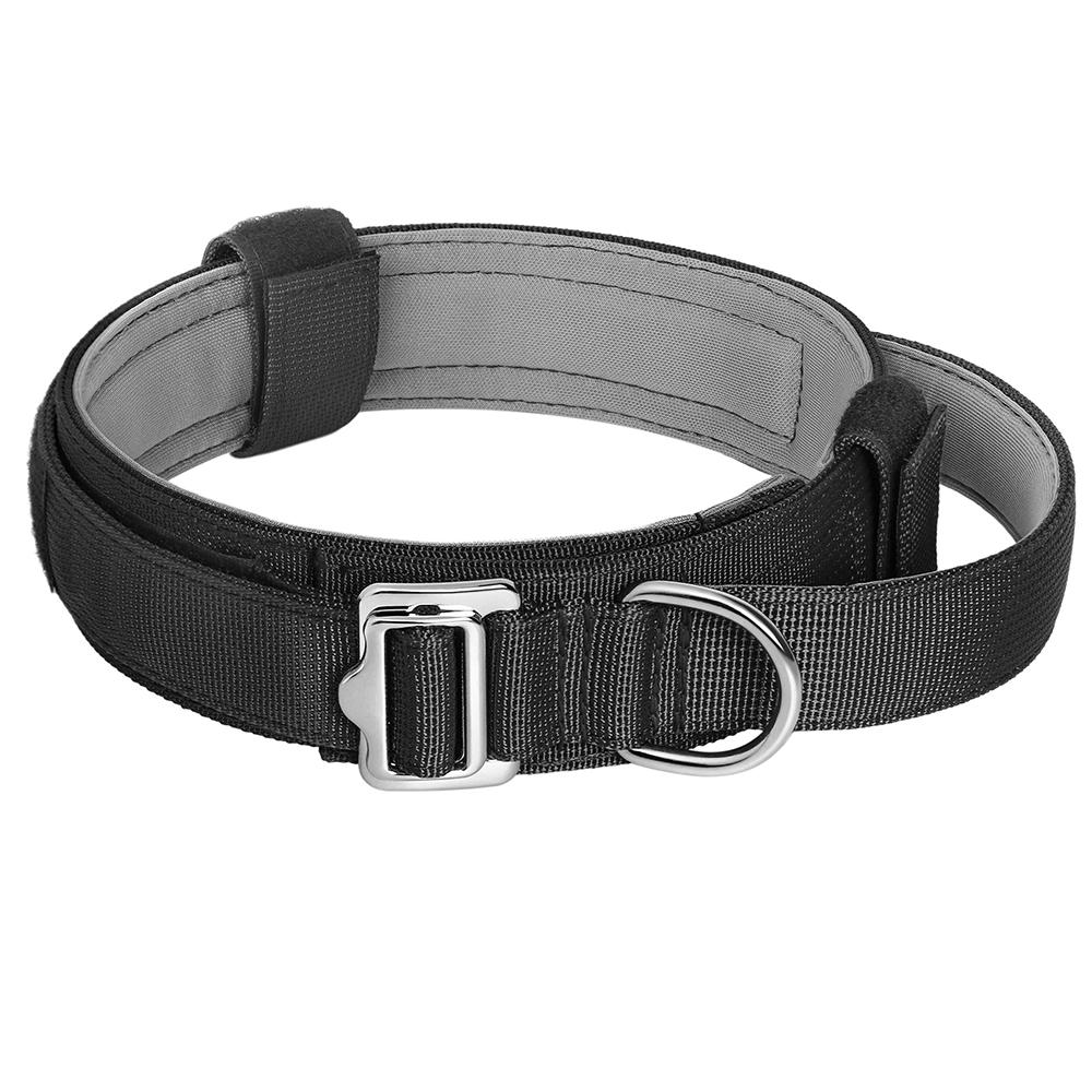 Военный тактический ошейник для собак с ручкой, прочный нейлоновый ошейник для дрессировки домашних животных, быстрый контроль для средних и больших собак, французский бульдог