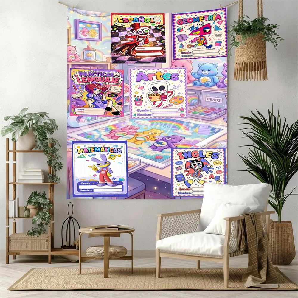 Digital Circus Wall Decor Tapestry Art For Pet Memorial Birthdaywedding Party Backdrop Family Gift