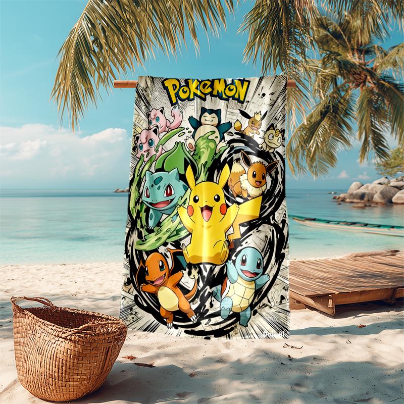 Pokémon beach towel Outdoor camping Beach towel for vacation swim Outdoor pool Absorbent bath towel
