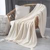 Warm Knitted Blanket with Tassel Solid Color Sofa Blanket Cover Nordic Decor Throw Blanket for Bed Portable Breathable Shawl
