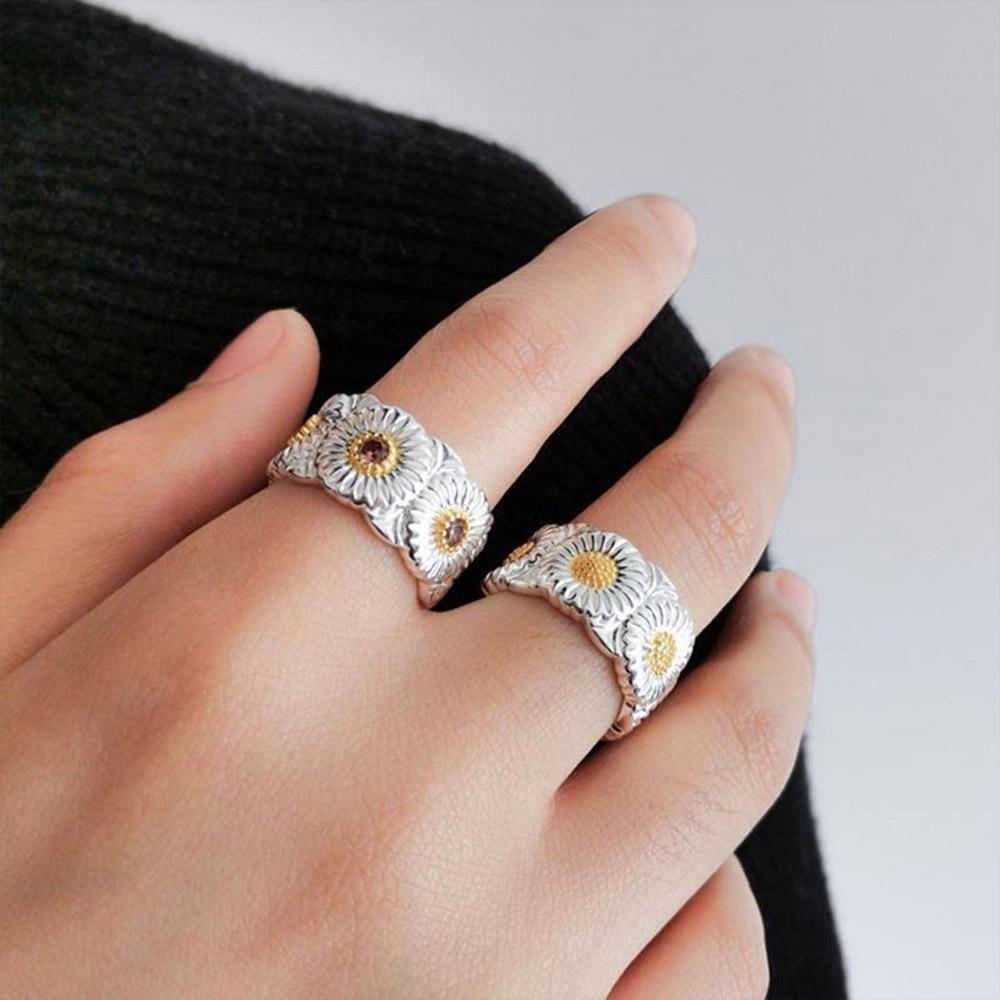 Vintage Adjustable Open Gothic Fashion Jewelry Flower Ring Daisy Rings Wedding Rings For Women