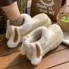 Съемные и моющиеся хлопковые туфли с кроличьими ушками из ЭВА, бархатные водонепроницаемые хлопковые тапочки для зимы, дождевые туфли, толстая подошва, высокий блочный каблук, отвороты