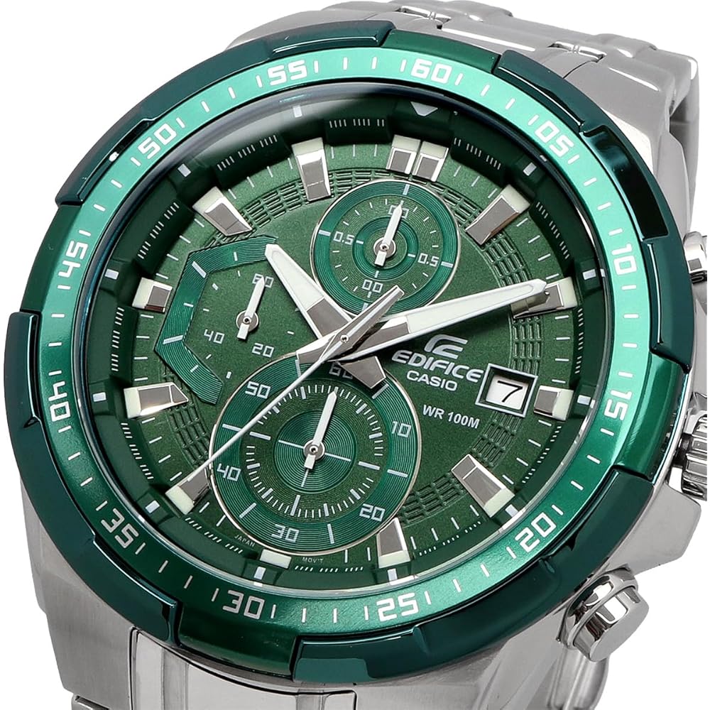 Мужские часы Casio Edifice с хронографом EFR-539DE-3AV Зеленые Нержавеющая сталь Водонепроницаемость 100 м