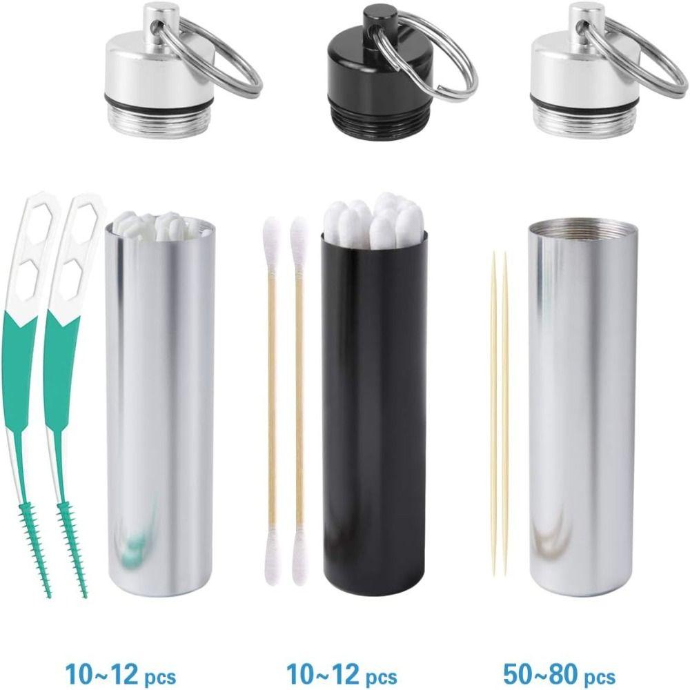 Aluminum Toothpick Holders Metal Tips Pill Containers Mini Pocket Containers  Home