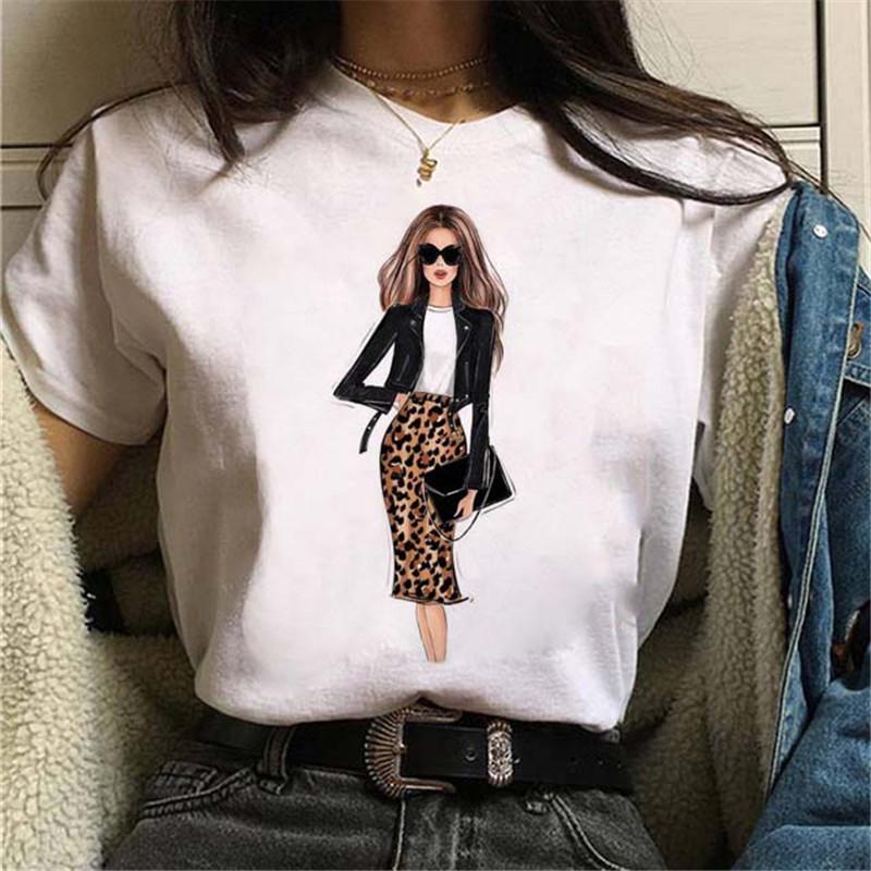 Модная футболка с принтом 'Paris Trip Lady' Повседневная футболка с круглым вырезом и коротким рукавом Большой размер Уличная одежда Повседневная одежда