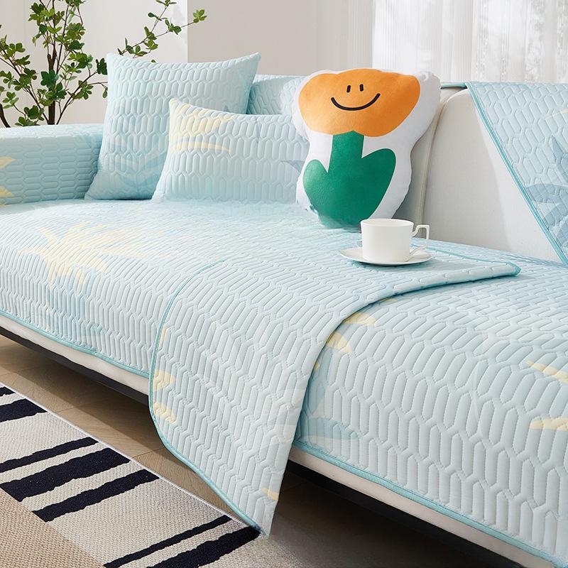 Sofa Cushion Summer Mat Ice Silk Non-Slip Fresh Living Room Combination Sofa Cover All-Inclusive Summer Style Full Covered
