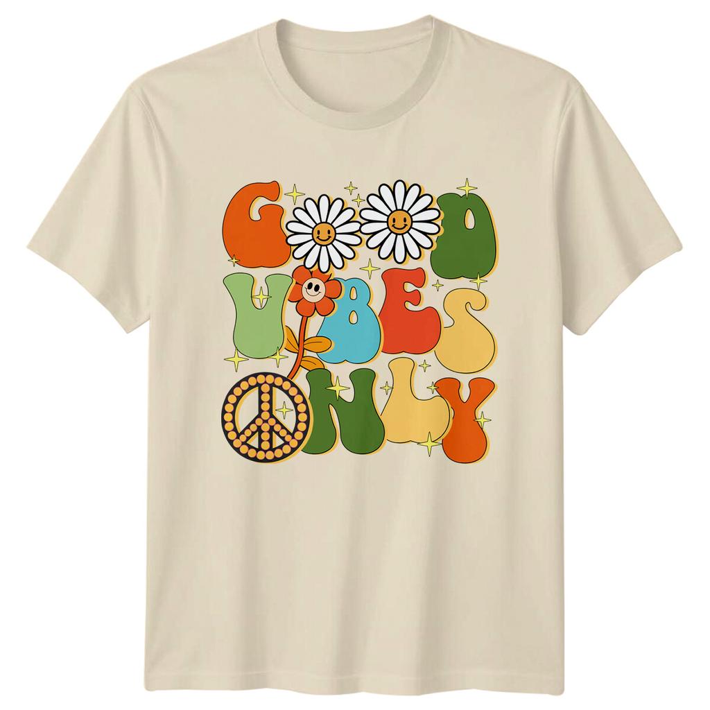 Good Vibes Only Retro Daisy Peace Vintage Style TShirt