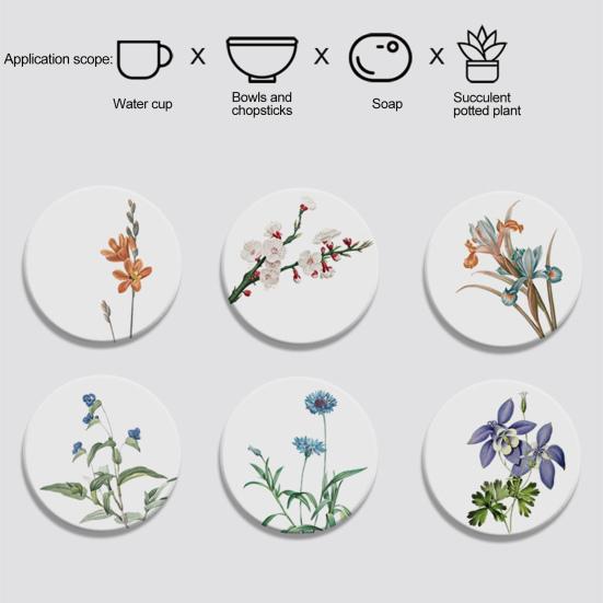 Стильная подставка для чашек с цветочным принтом, элегантный дизайн, теплоизоляция, водопоглощающий обеденный стол, круглый универсальный коврик для столовых приборов