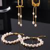 New Elegant Temperament Freshwater Pearl Bracelet Copper Plated 18K Real Gold Necklace Set