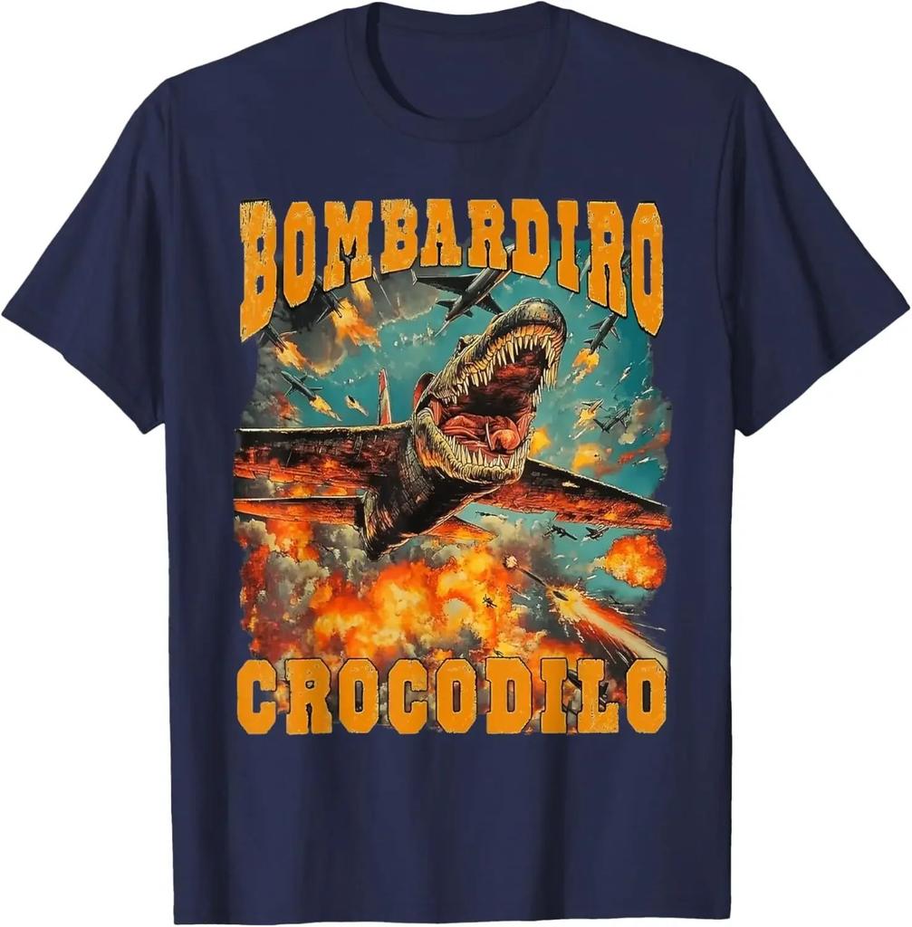 Bombardino Crocodilo Meme T-Shirt Men Women Short Sleeve Cotton Tees Funny Graphic T-shirt Y2k Outfit Summer Tops Men's Clothing