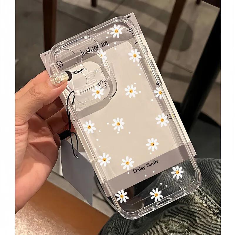 Милый чехол-сердечко с ромашками для Samsung Galaxy S25 S24 Ultra S22 S23 S21 Plus FE S25Ultra 5G A55 A15 A16 A54 A35 A53 Мягкий чехол
