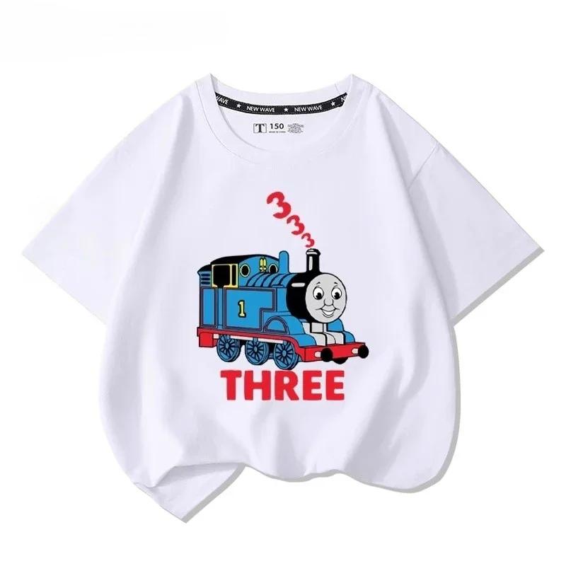 Camiseta Cómoda De Algodón Con Estampado De Dibujos Animados De Thomas Train Para Niños Y Niñas Nueva Moda De Verano