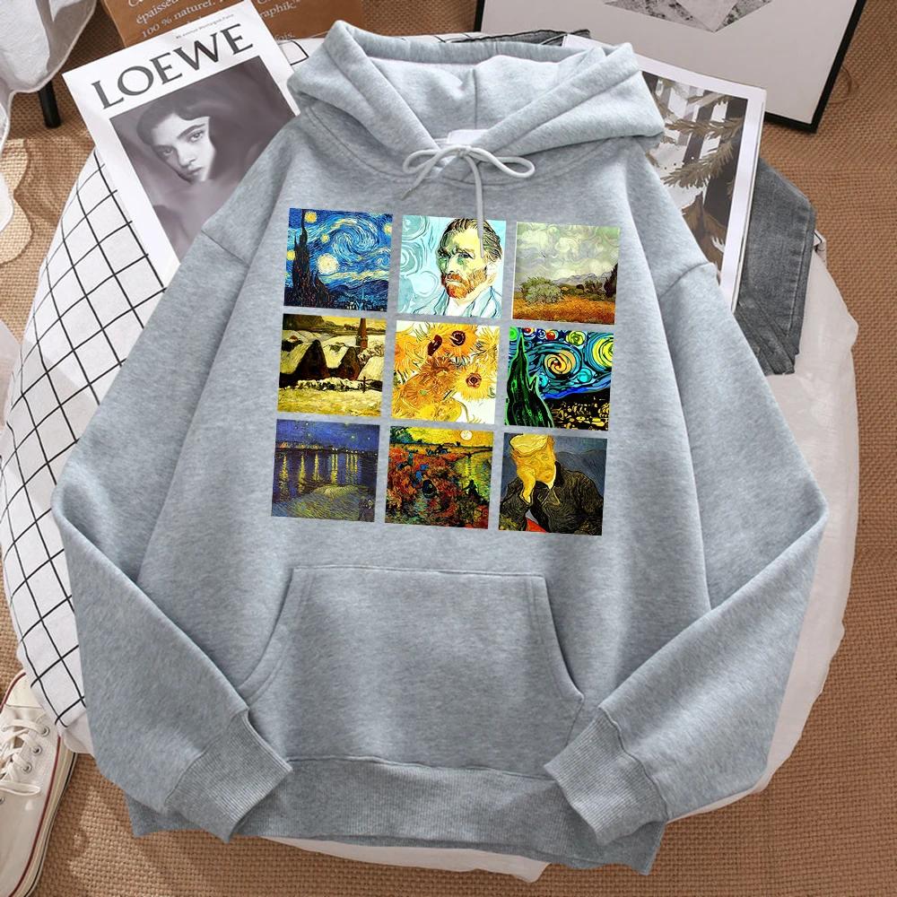 World Famous Painting Sanskrit Van Gogh Printed Women's Hoodie Fashion Fit Hoodie Hip Hop Hoodie Cartoon Sportswear for Women