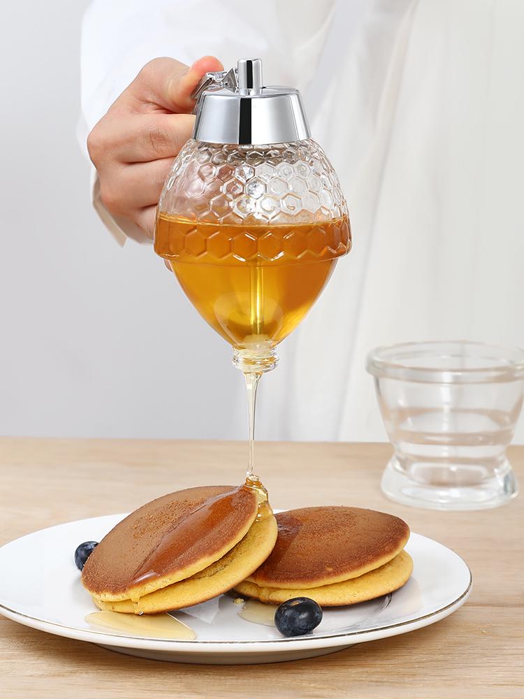 Инновационный герметичный стеклянный диспенсер для меда и сиропа с воронкой и подставкой