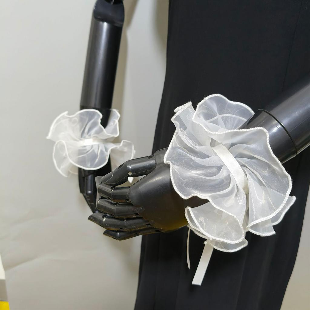 Elizabethan Ruffle False Collar Organza Mesh Neck Ruff Wrist Cuffs for Women Sweater Clothing Decorative Accessory