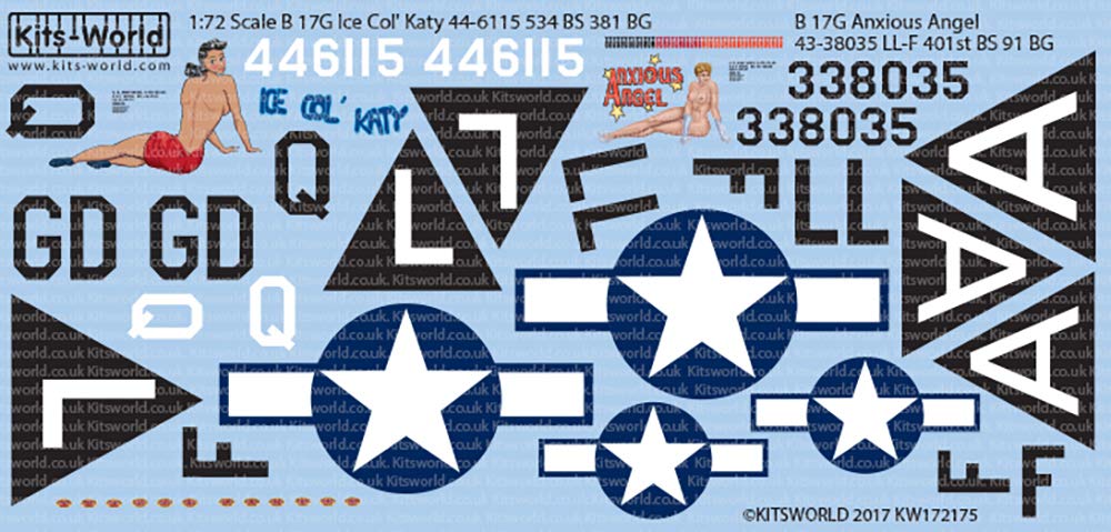 KW172175 Декаль US Army Ice Katy Anxious Angel 1/72 WW.II B-17G Col' &