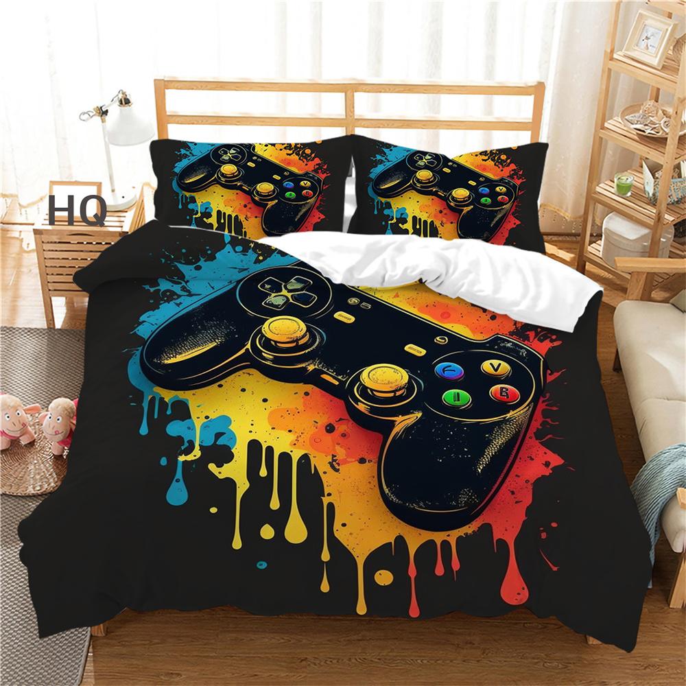 Покрывала с принтом для игровой консоли, модное домашнее постельное белье двойного размера, полиэстеровое постельное белье с героями мультфильмов, комплект постельного белья, чехол
