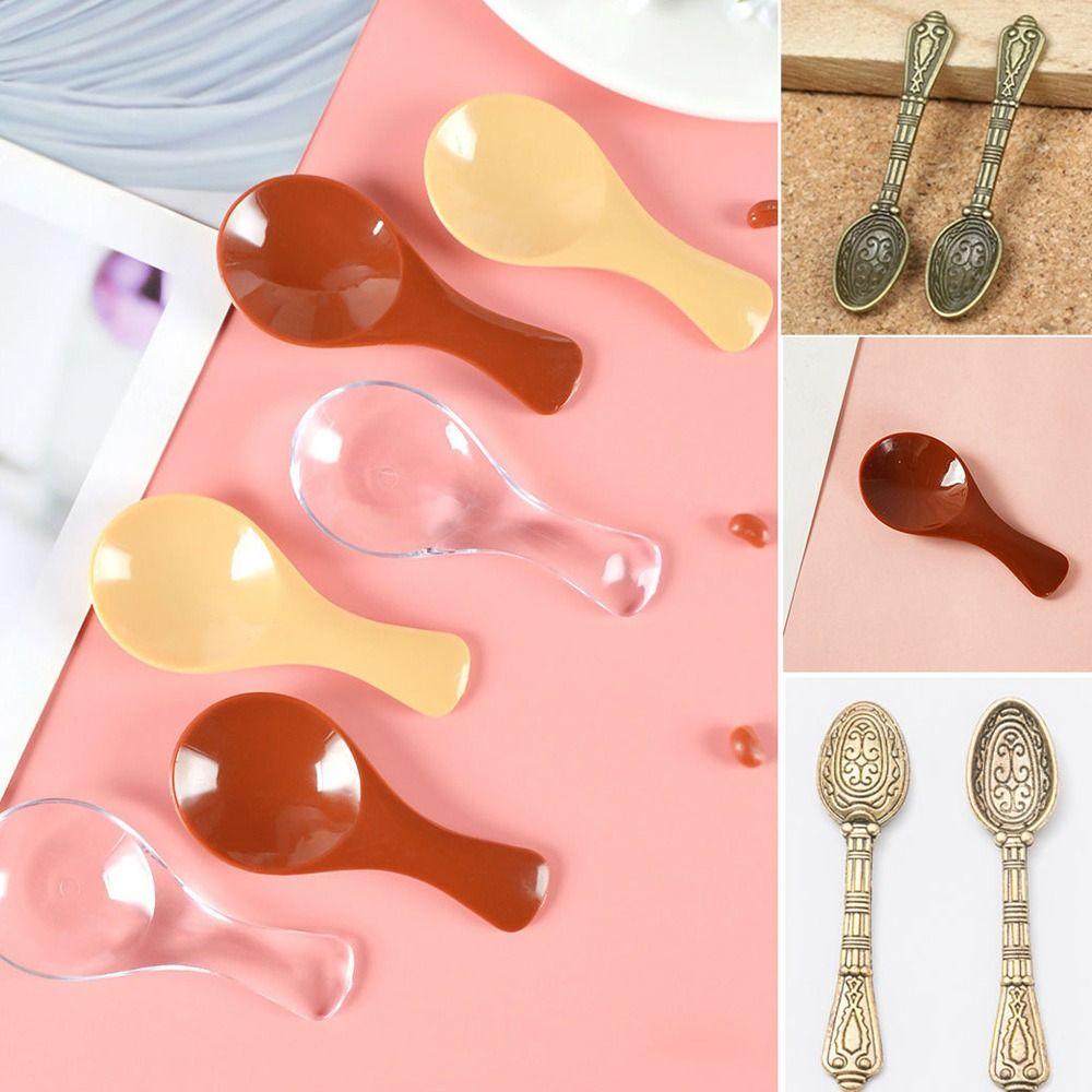 5/10pcs ABS Plastic Vintage Cutlery Spoon Mini Simulation Spoon  Dollhouse Miniatures Decoration