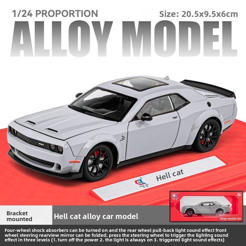 Сплавной коллекционный модель спортивного автомобиля Dodge Challenger Srt Hellcat для детей с инерционным управлением и открывающимися дверями