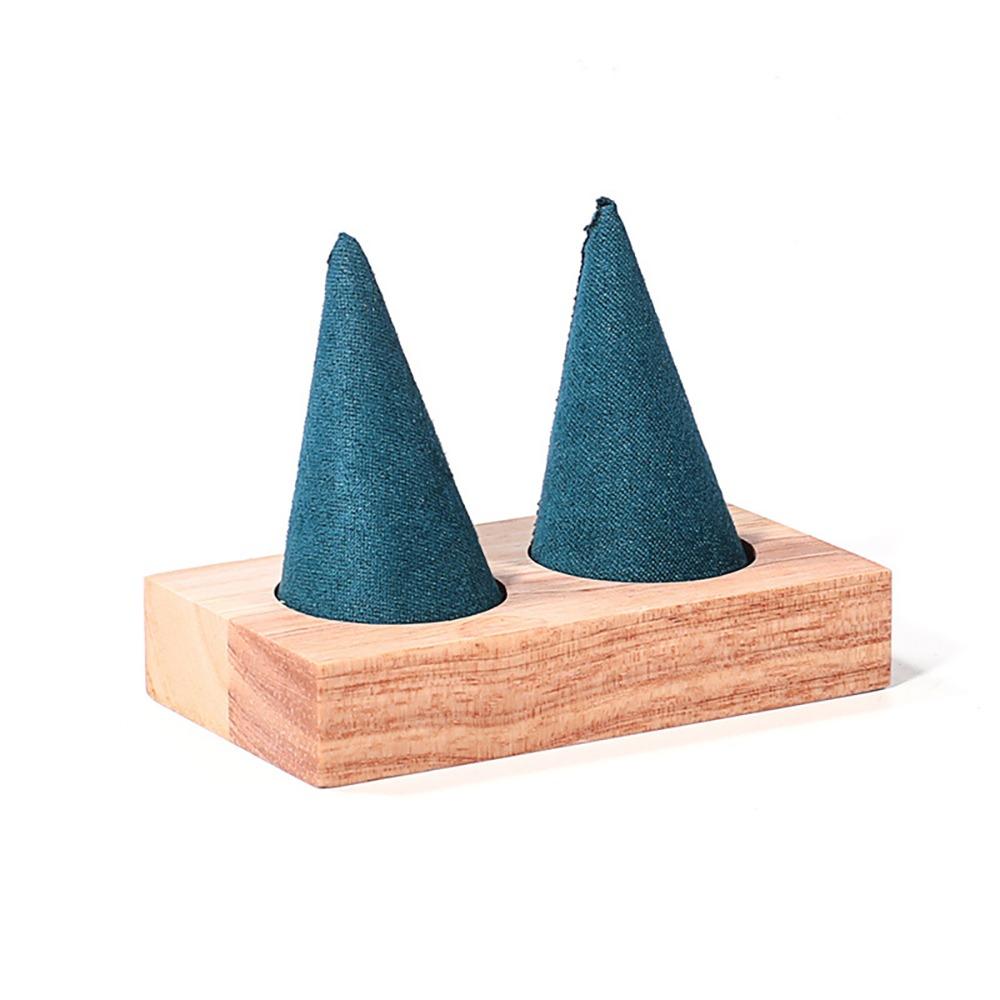 Jewelry Display Cone Shape Rings Holder Storage Rack Wooden Rings Organizer Girls Women