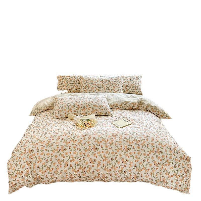 Комплект из четырех предметов из чистого хлопка, счет 60, утолщенное постельное белье из чистого хлопка, комплект из трех предметов, длинноволокнистый хлопок, небольшой свежий пододеяльник, простыня на подгонке.