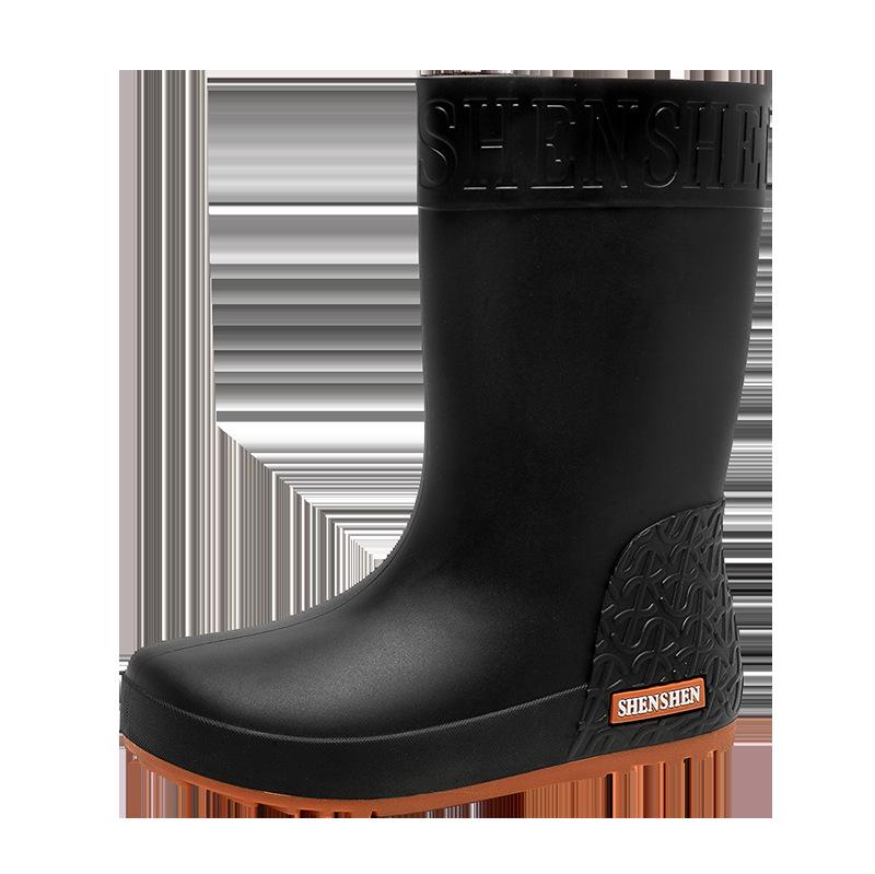 Женские водонепроницаемые нескользящие резиновые сапоги в корейском стиле с бархатной подкладкой для тепла