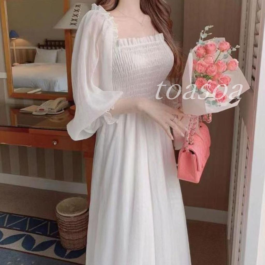 Maxi Suitable for and Flared [ToaSoa] Women's Long-Sleeved Dress, Spring, Summer, Autumn, Winter, Stylish, 2-Way Design, Chiffon, (L)