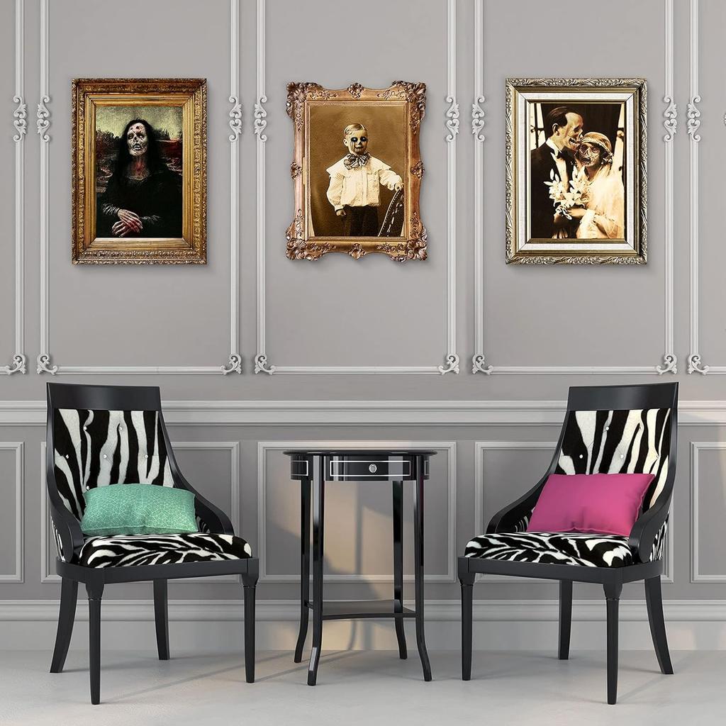 BBTO Halloween Decorations 3D Changing Face Horror Pictures Moving Portrait Gothic Mansion Portraits Tabletop Picture Frame Scary Wall Decoration for