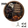 Классический Хэллоуин Декор Круглый Знак-Пазл, Ведьма Череп Сова Деревянный с Готическим Стилем Праздничные Украшения Стойка, Жуткое Настольное Украшение для Полки
