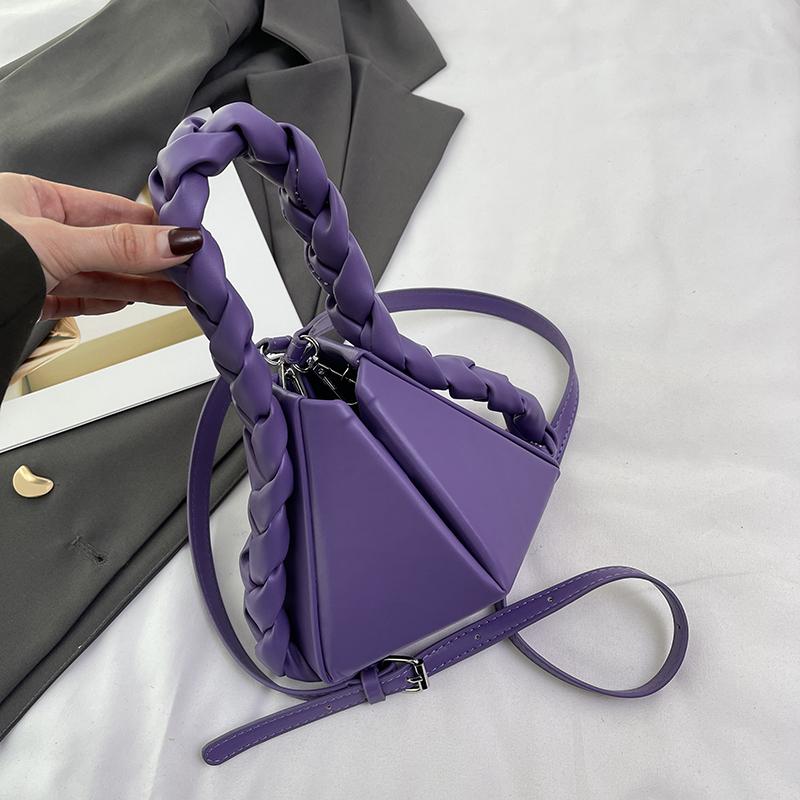 Эксклюзивная квадратная сумка через плечо для женщин, монохромная, треугольная, из искусственной кожи, универсальный дизайн, новый стиль, мода, высокое качество