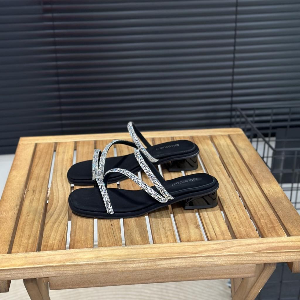 Серебристые женские туфли-стилеты на высоком каблуке, женские летние шлепанцы с полным бриллиантовым покрытием, французские элегантные босоножки на среднем высоком каблуке, женские