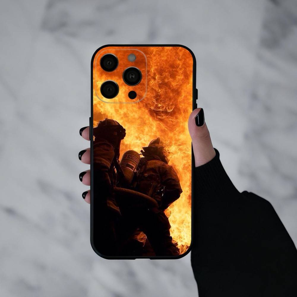 Пожар Пожарный Чехол для Телефона Для iPhone 17pro, 16,15,14,13,12,11 X XR Plus, Другие Мягкий Черный Чехол
