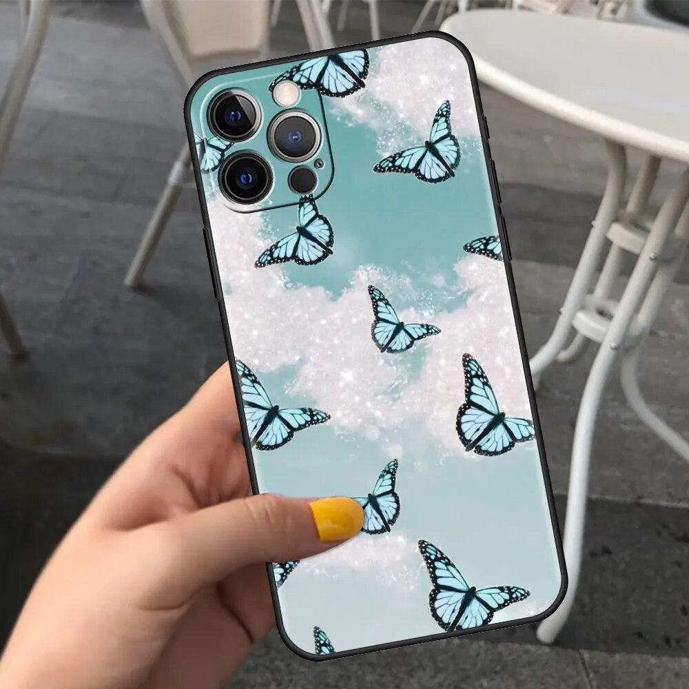 Милый чехол для телефона с бабочкой для iPhone Samsung Galaxy Redmi Xiaomi Oppo OnePlus Note SA 7 8 9 10 11 12 13 14 20 21 22 23 53 54 Pro Max Ultra TPU Soft