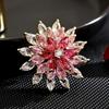 Sparkling Rotating Snowflake Brooch Rhinestone Floral Badge Luxury Flower Lapel Pin  Gift