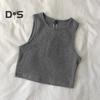 Ladies Cropped Tops Round Neck Sleeveless Slim Fit Pullover Top Casual Bottom Shirt Solid Color Summer Casual Short T-shirt Sexy Tank Top Women