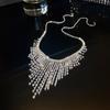 Trendy Rhinestone Tassel Choker: European & American Shiny Diamond Design for Women’s Bold Personality & Style